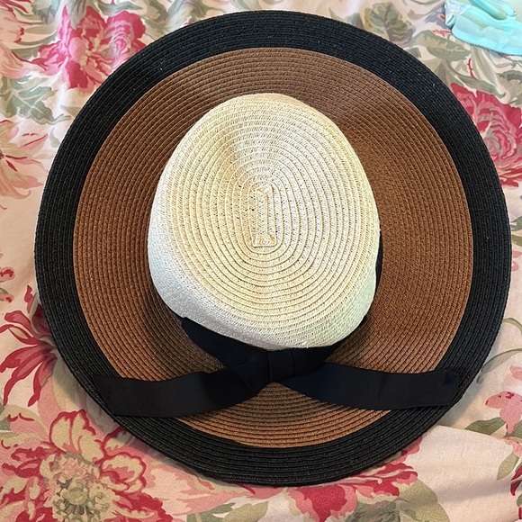 SUN N SAND Size OSFA Floppy Beach Garden Vacation Hat Grosgrain Ribbon Elegant - Picture 2 of 15